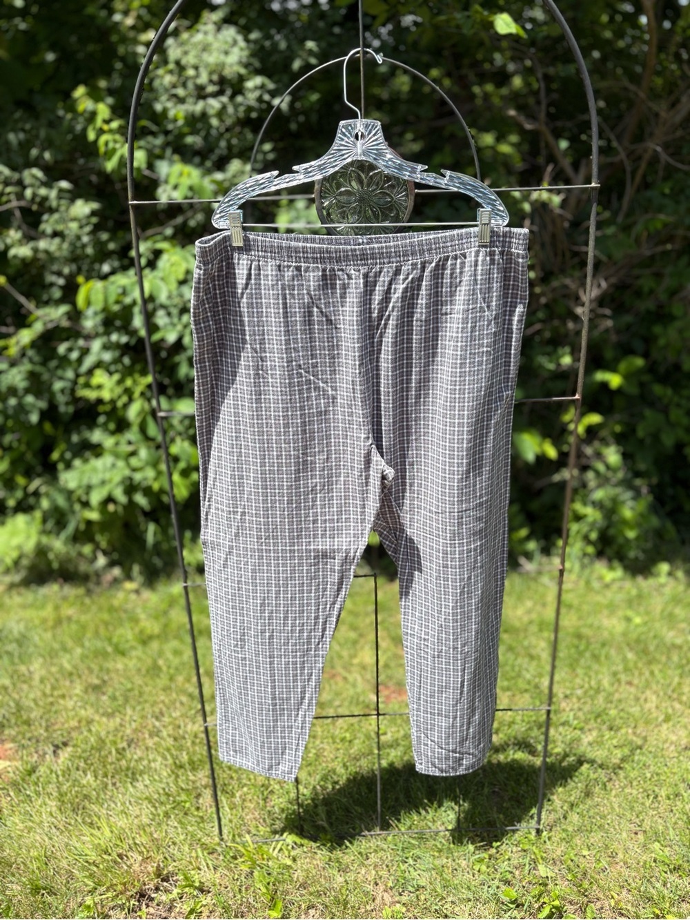 Puritan Gray Plaid Elastic Waist Lounge Sleep Pants 100% Cotton Men's Large Soft - Picture 4 of 14